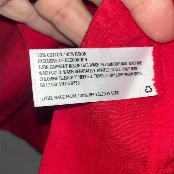 Bohemian Knox Rose Women's Short Sleeve Red Blouse- Sz XL - Picture 6 of 7